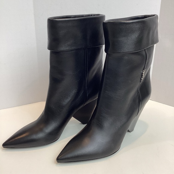 SAINT LAURENT LEATHER MID CALF BOOTS SZ 40.5 - Picture 4 of 12